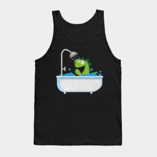 Dinosaur is taking a bath black Tank Top